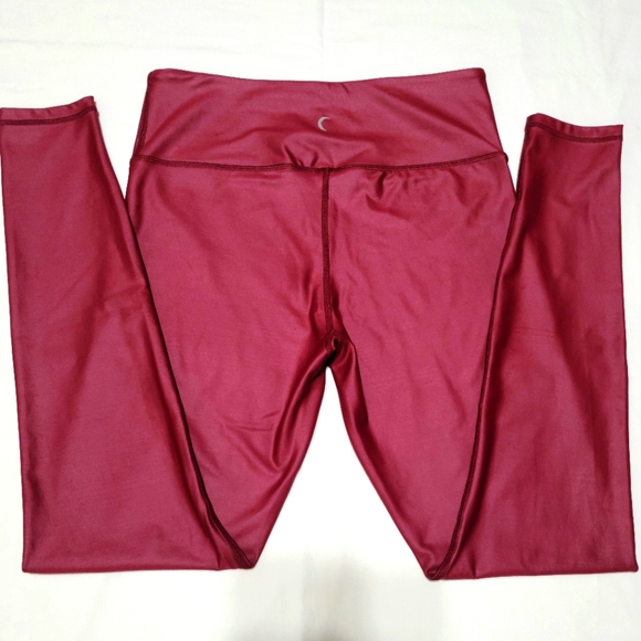 ZYIA Shiny Lipgloss Wine Magenta  Metallic Light N Tight Hi-Rise Sz 12 Leggings - Picture 6 of 11
